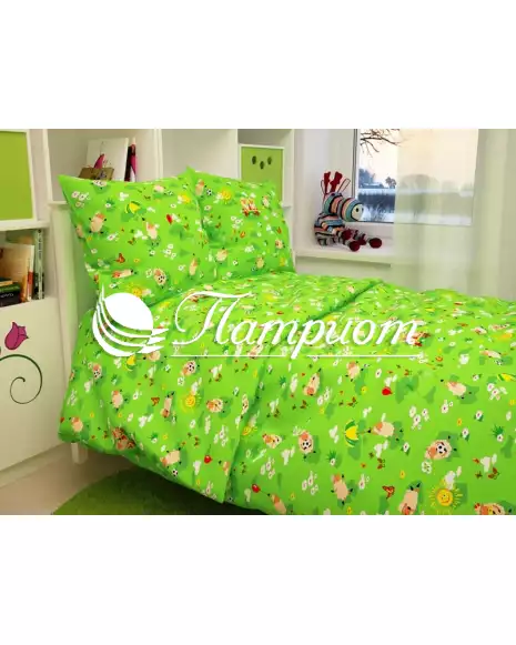 КПБ детский Овечки, зеленый, бязь 125 г/м² 317-3